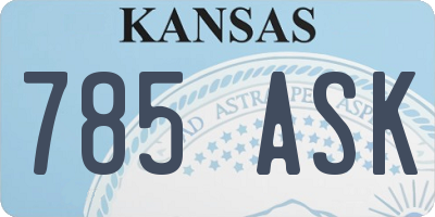 KS license plate 785ASK