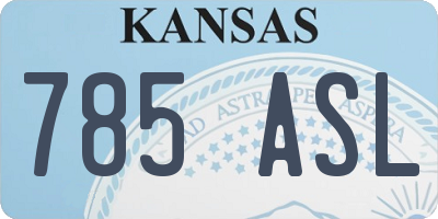KS license plate 785ASL