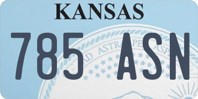 KS license plate 785ASN