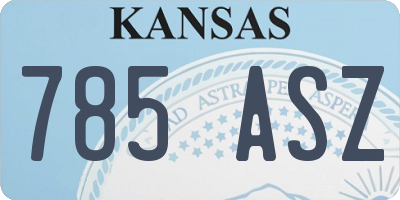 KS license plate 785ASZ