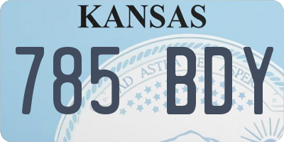 KS license plate 785BDY