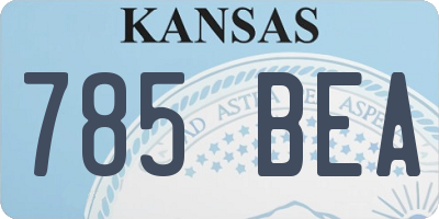 KS license plate 785BEA