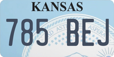 KS license plate 785BEJ