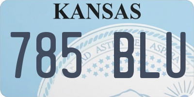KS license plate 785BLU