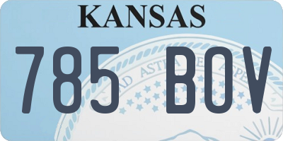 KS license plate 785BOV