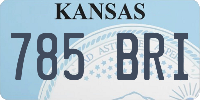 KS license plate 785BRI