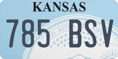 KS license plate 785BSV