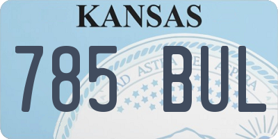 KS license plate 785BUL