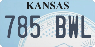 KS license plate 785BWL