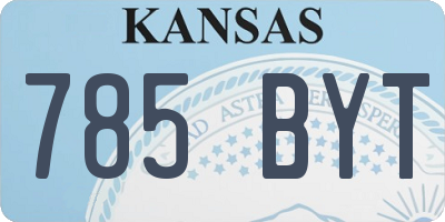 KS license plate 785BYT