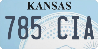 KS license plate 785CIA