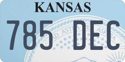 KS license plate 785DEC