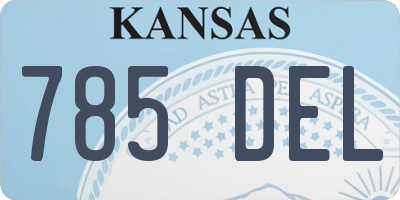 KS license plate 785DEL
