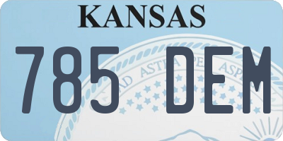 KS license plate 785DEM