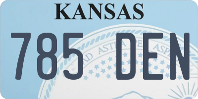 KS license plate 785DEN