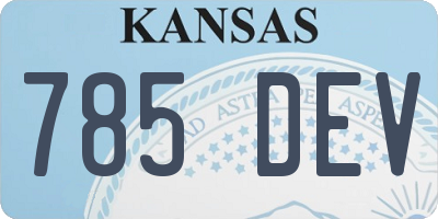KS license plate 785DEV