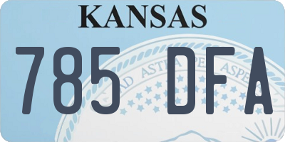 KS license plate 785DFA