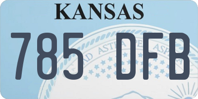 KS license plate 785DFB