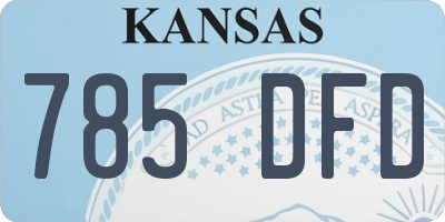KS license plate 785DFD
