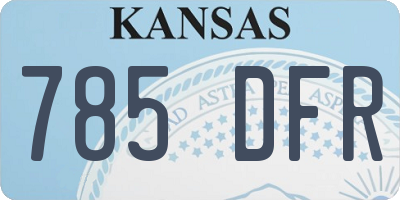 KS license plate 785DFR