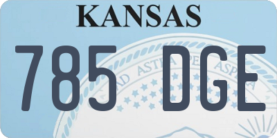 KS license plate 785DGE