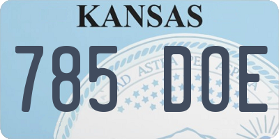 KS license plate 785DOE