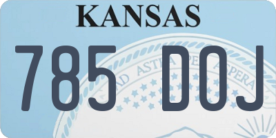 KS license plate 785DOJ