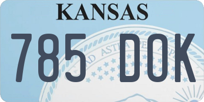 KS license plate 785DOK