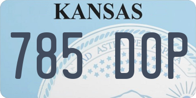 KS license plate 785DOP