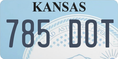 KS license plate 785DOT