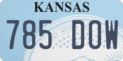 KS license plate 785DOW