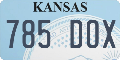KS license plate 785DOX