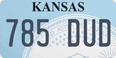 KS license plate 785DUD
