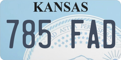 KS license plate 785FAD
