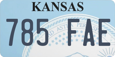 KS license plate 785FAE