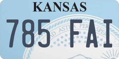 KS license plate 785FAI