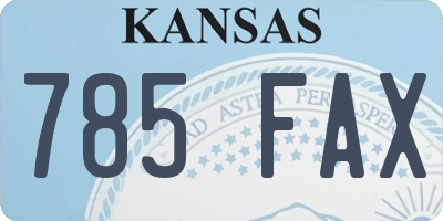 KS license plate 785FAX