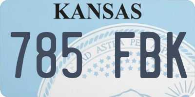 KS license plate 785FBK