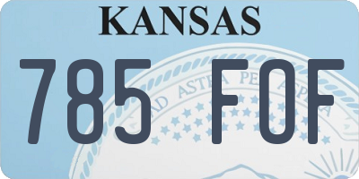 KS license plate 785FOF