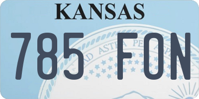 KS license plate 785FON