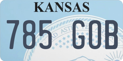 KS license plate 785GOB