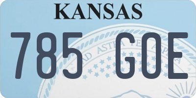 KS license plate 785GOE