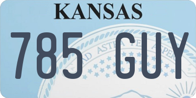 KS license plate 785GUY