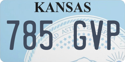 KS license plate 785GVP