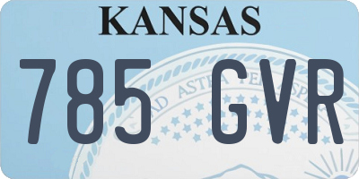 KS license plate 785GVR