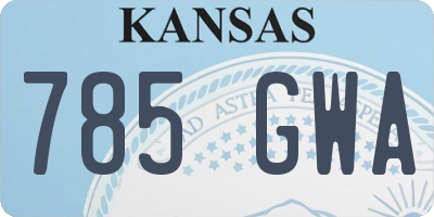 KS license plate 785GWA