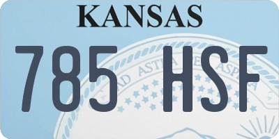 KS license plate 785HSF