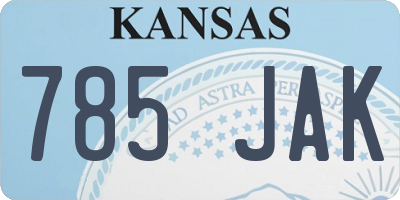 KS license plate 785JAK