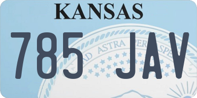 KS license plate 785JAV