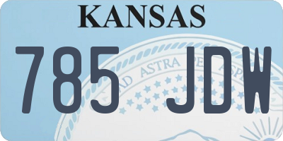 KS license plate 785JDW